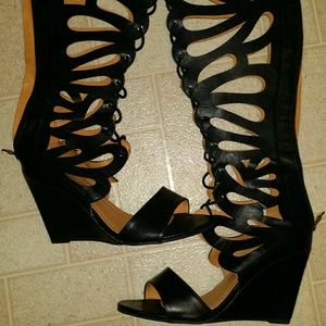 Forever Wedge Cut Out Calf Heels